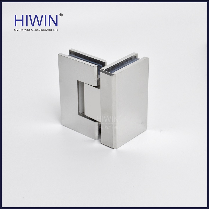 Bản lề phòng tắm kính 90 độ kính kính cạnh thẳng chất liệu inox 304 mặt gương HIWIN HG-009A (dày 5mm)