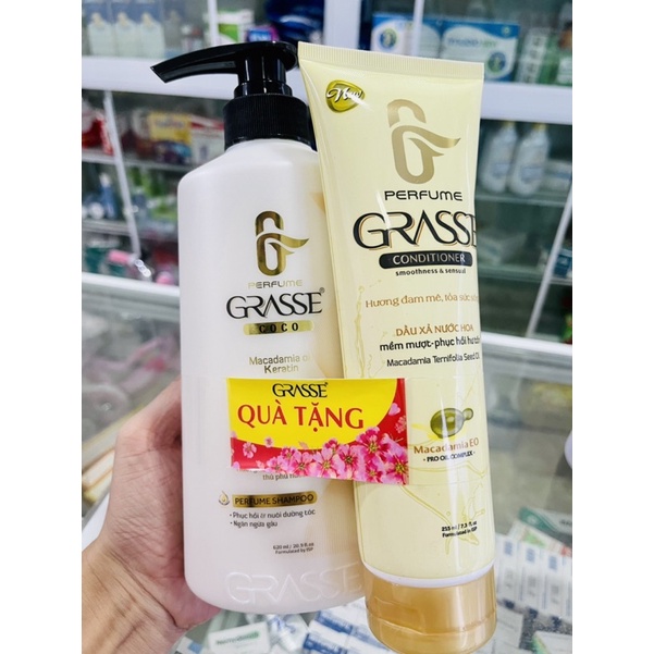 Dầu gội - Sữa Tắm Grasse hương nước hoa 620ml+ tặng dầu xả + Tặng dầu gội Grasse 215ml