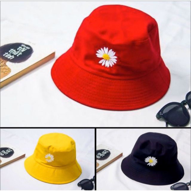 Mũ nón bucket hoa cúc mũ du lịch nam nữ thời trang phong cách Hanz.vn MŨ 2 MẶT