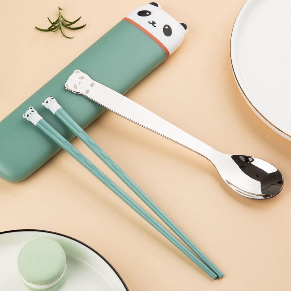 YIYU Bộ Muỗng Đũa Bằng Silicone Chống Trượt