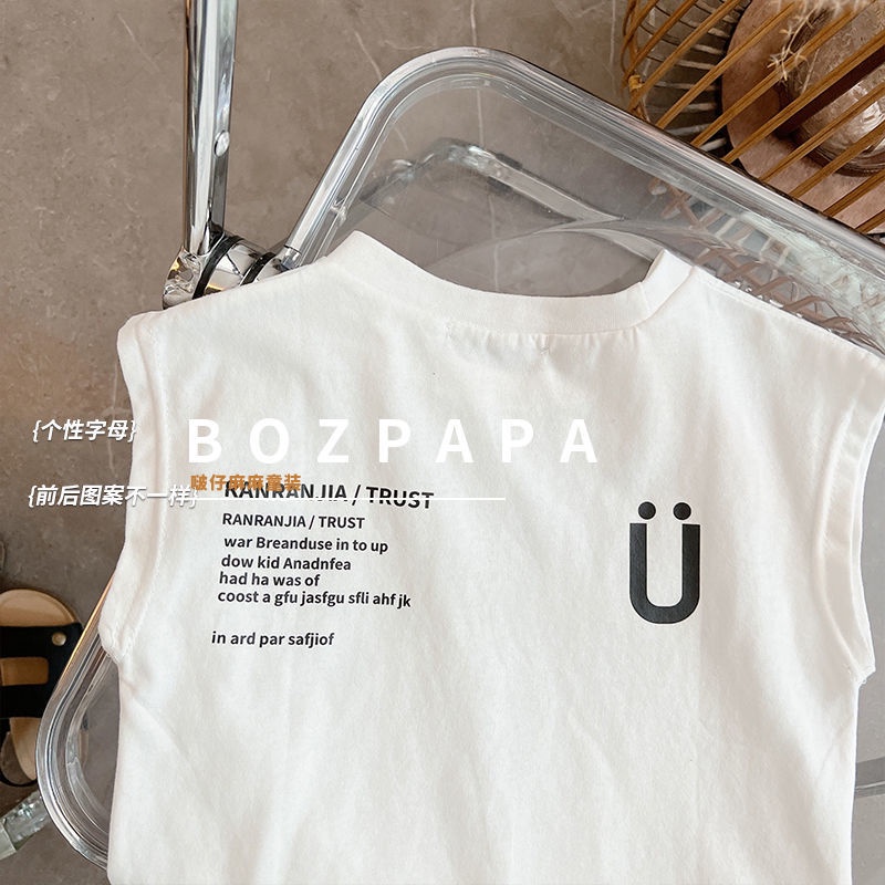 Áo Thun Cotton Nguyên Chất Không Tay In Hình Mặt Cười Phong Cách Hàn Quốc / Nhật Bản Thời Trang Mùa Hè Hàng Mới 2022 Dành Cho Bé Trai Gái