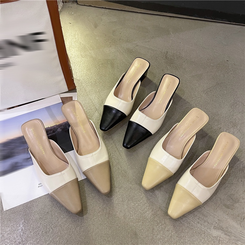 Dép cao gót mũi nhọn phong cách retro Pháp cho nữ