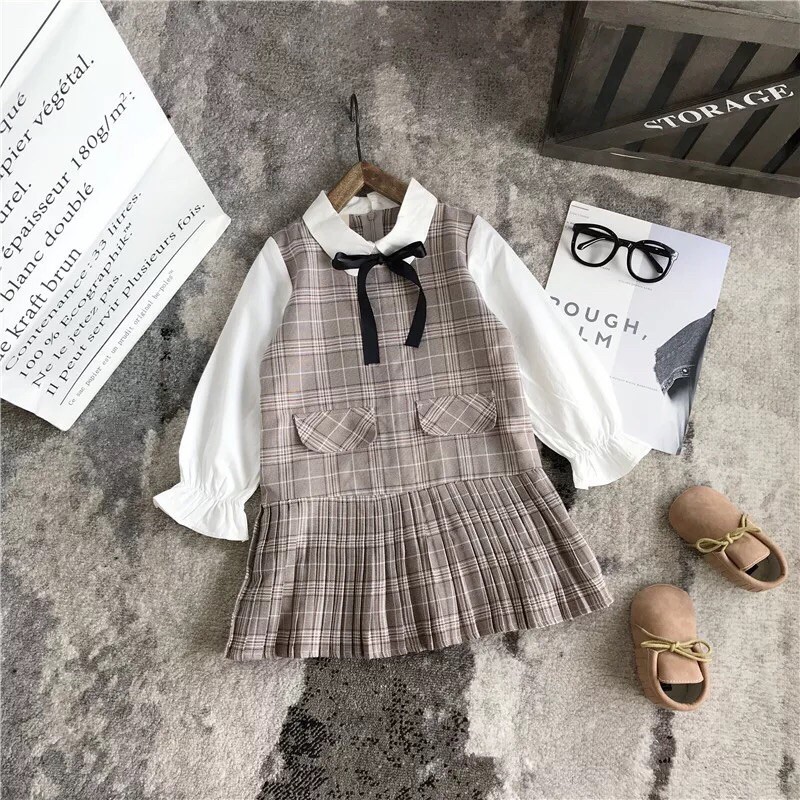 Váy đầm kẻ caro cho bé gái
