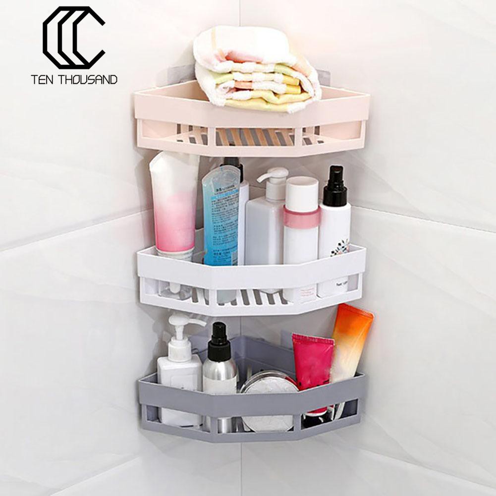 Giá nhựa hình tam giác màu trơn dùng treo đồ trong góc tiện dụng