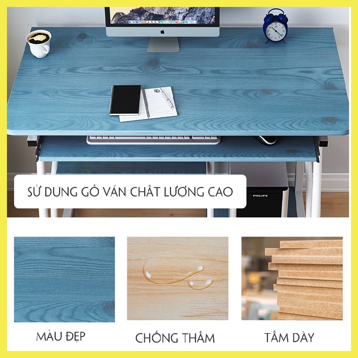 Bàn Làm Việc Thông Minh- Bàn Máy Tính Di Động Có Giá Sách Và Kệ Để Cây Máy Tính