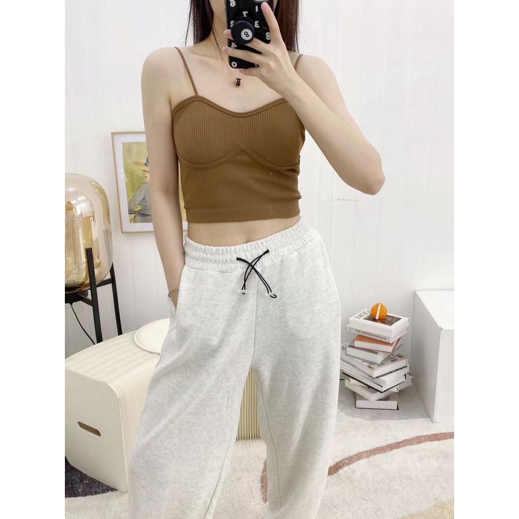 Áo Croptop Thể Thao Có Đệm Ngực Thời Trang Mùa Hè Giản Dị Dành Cho Nữ