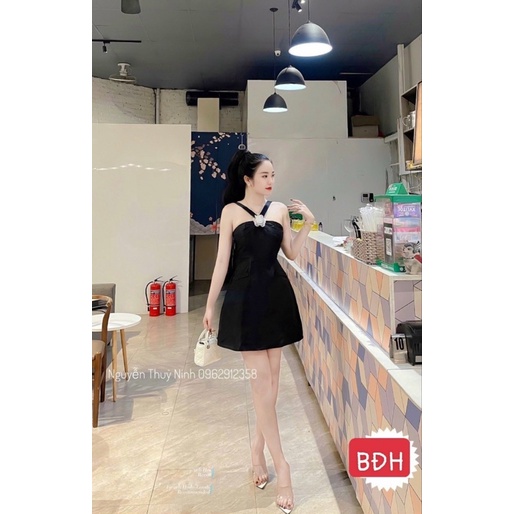 Đầm tacta 2 dây chéo ngực kèm tag hoa mã D22