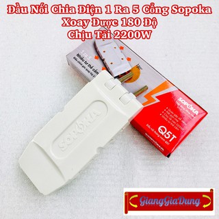 Ổ Chia Điện 1 Ra 5 - Đầu Nối Chia Điện 1 Ra 5 Cổng Q5T SOPOKA Xoay 180 Độ Chịu Tải 2200W