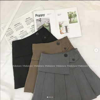 Chân váy xếp ly vạt chéo 2 cúc