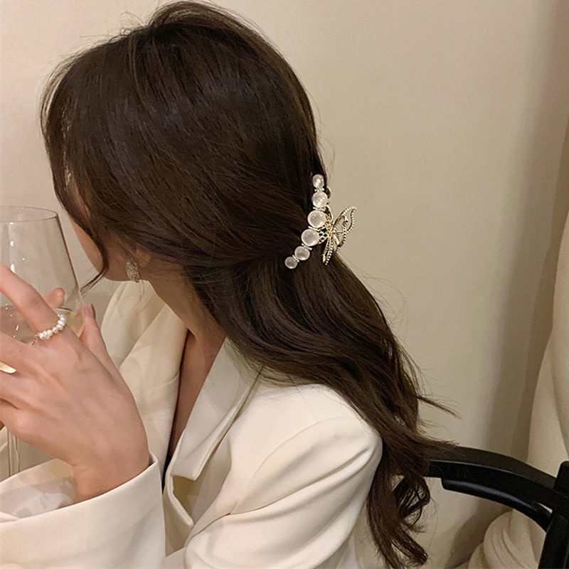 Kẹp Tóc Càng Cua Lưng Vừa Đính Đá Opal Đơn Giản Dành Cho Nữ