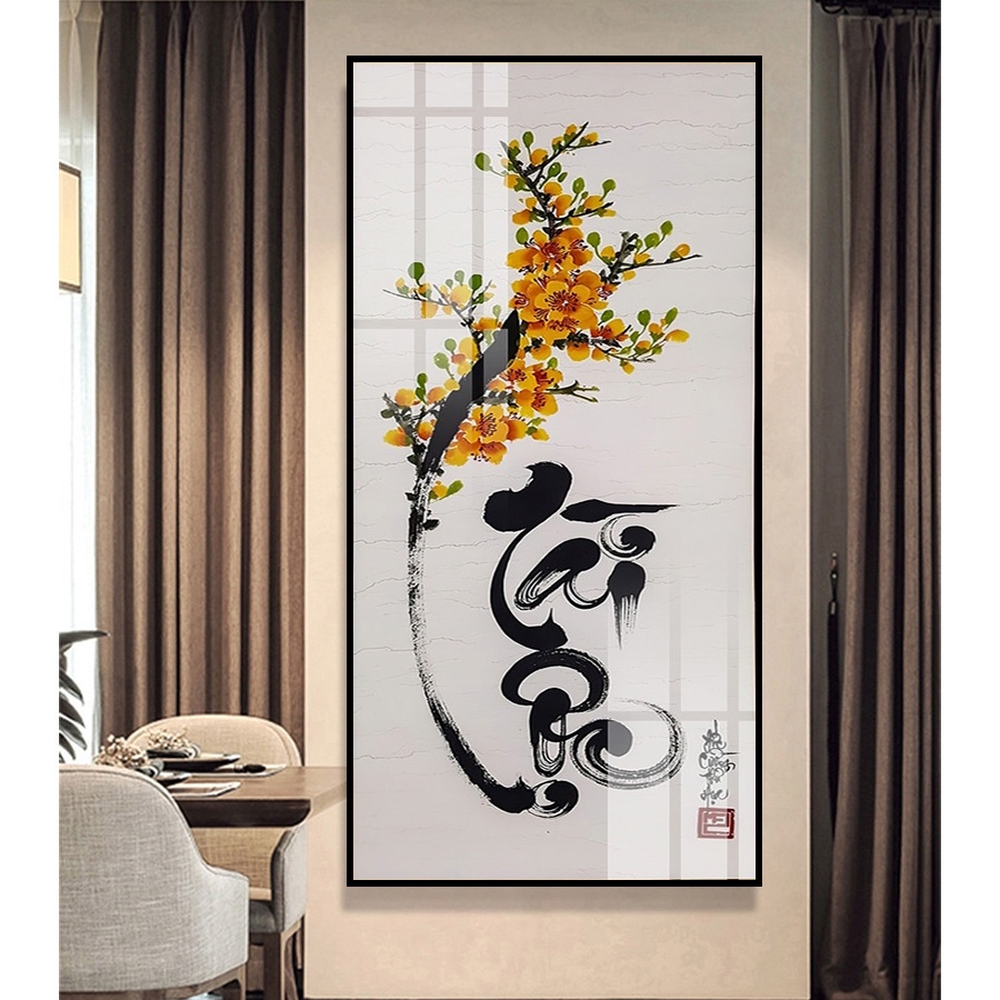 Tranh Laminate Tráng Gương - Tranh Treo Tường Thư Pháp Tài Lộc