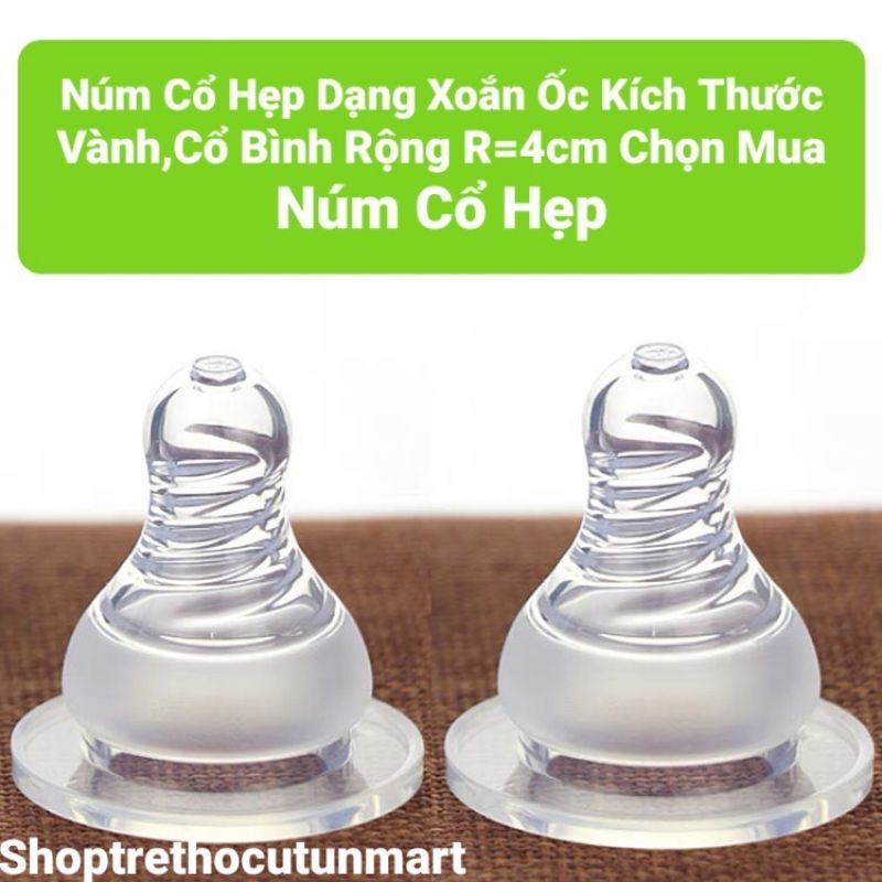 Núm Ti Silicon Siêu Mềm Thay Thế Bình Sữa Cổ Rộng, Cổ Hẹp
