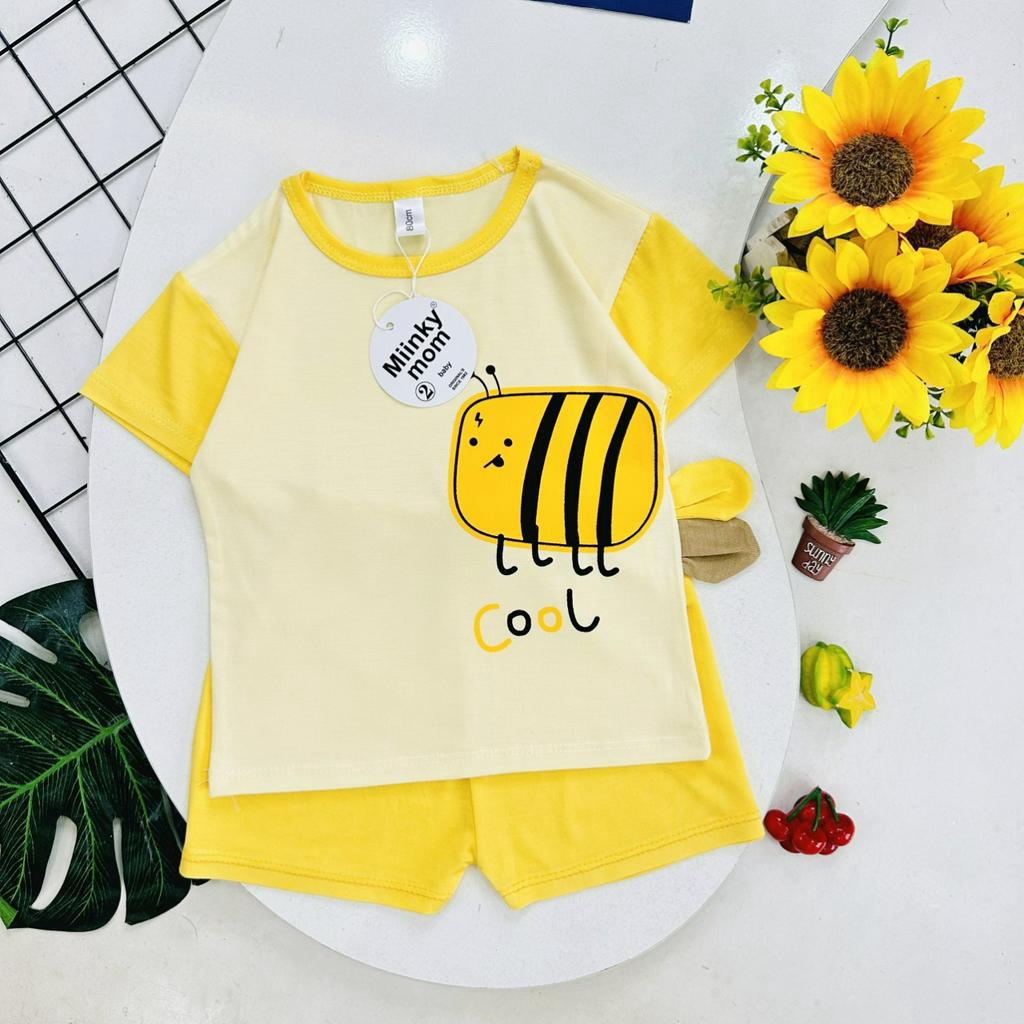 Quần áo trẻ em Bộ cộc tay ngắn tay bé trai, bé gái vải thun lanh minky mom tai thú siêu cute