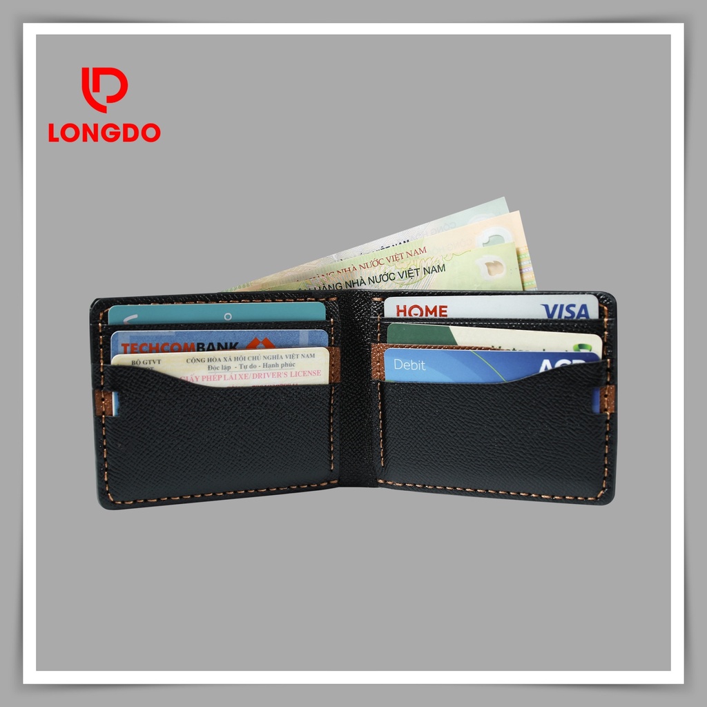 Ví nam mini giá rẻ - Cam kết da bò thật 100% - Hàng chính hãng thương hiệu Longdo Leather - B05