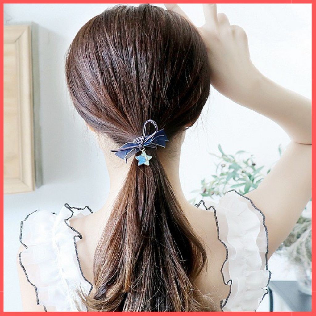 Dây Cột Tóc Nữ Đính Nơ Siêu Dễ Thương, Thun Co Giãn Siêu Bền, Thiết Kế Màu Sắc Nhẹ Nhàng kiểu Dáng Tinh Tế, Phụ Kiện Tóc