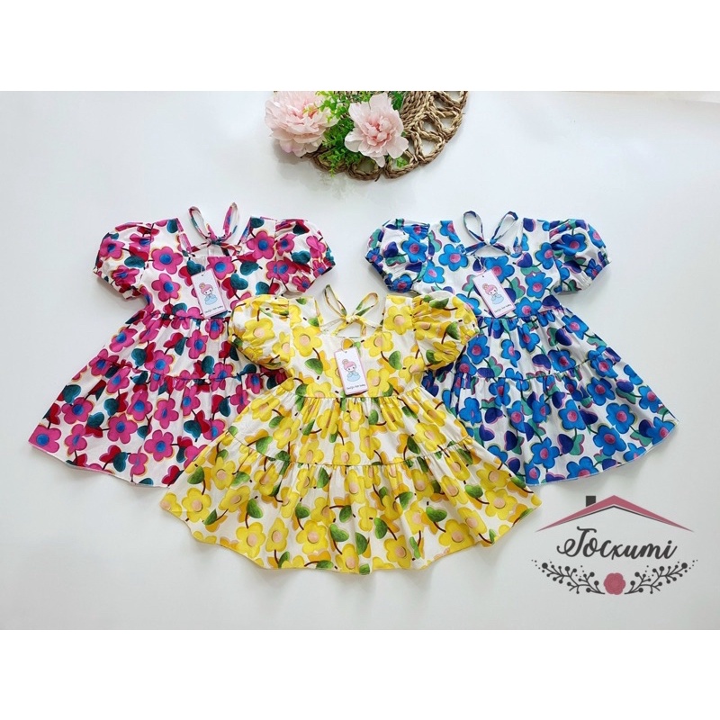 VÁY HOA TIỂU THƯ BABY DOLL THẮT NƠ LƯNG 3 MÀU XINH TƯƠI [CLIP CẬN CẢNH]