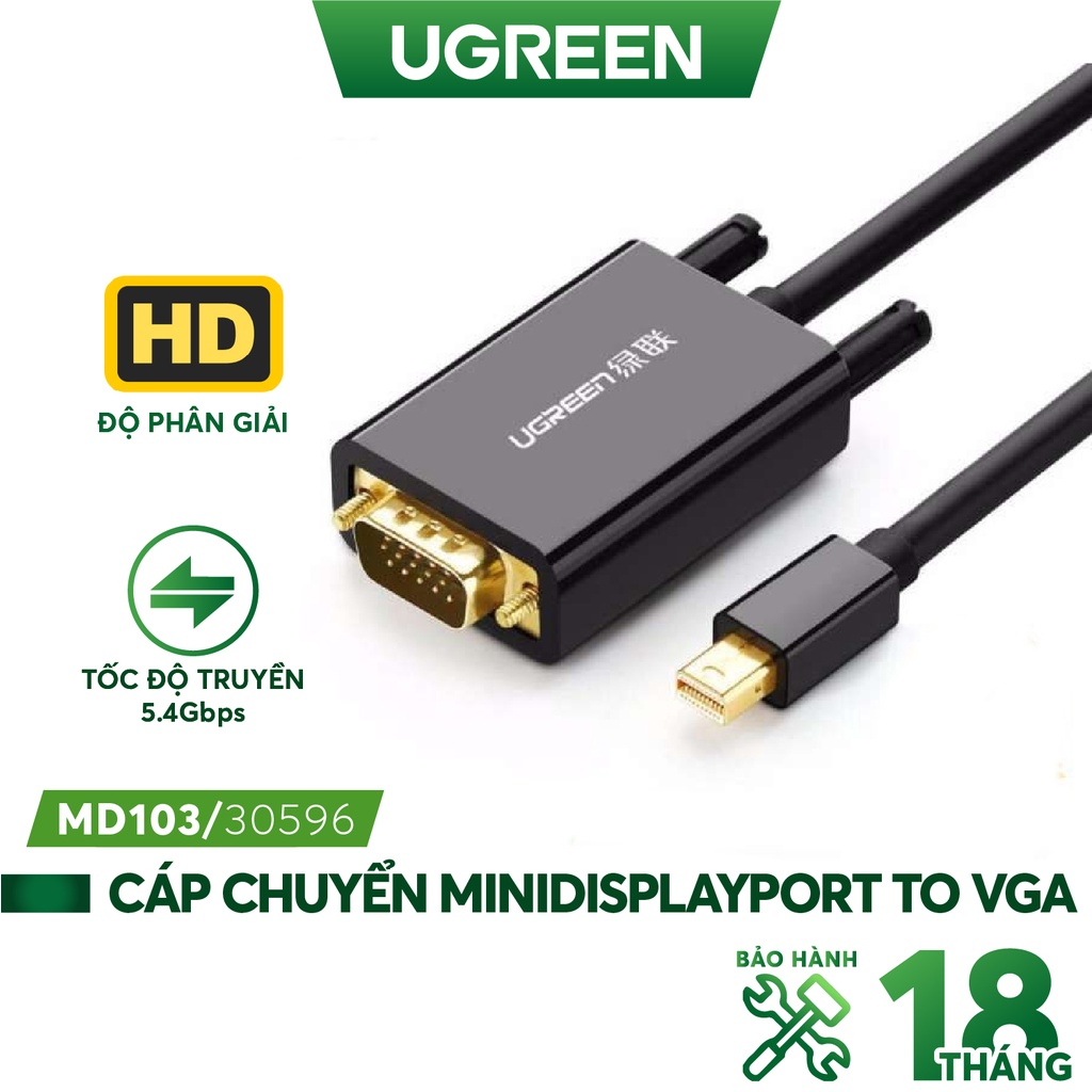 Cáp chuyển đổi Mini Displayport sang VGA dài 1,5m UGREEN MD103 10410