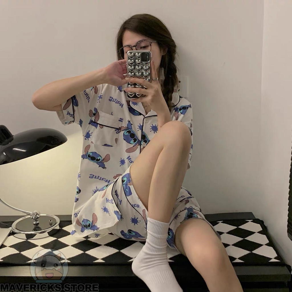 Bộ Đồ Ngủ In Hình Stitch Dễ Thương Dành Cho Nữ