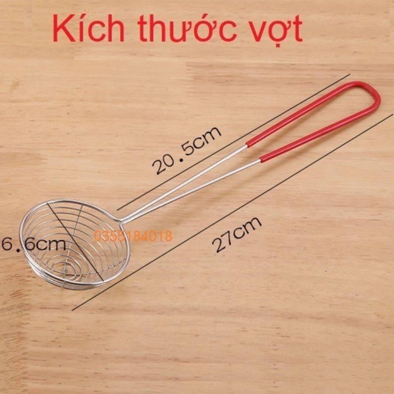 [Mã LIFEHLSALE2 giảm 10% đơn 0Đ] Vợt múc Topping trân châu, vợt múc lẩu inox cán đỏ siêu bền