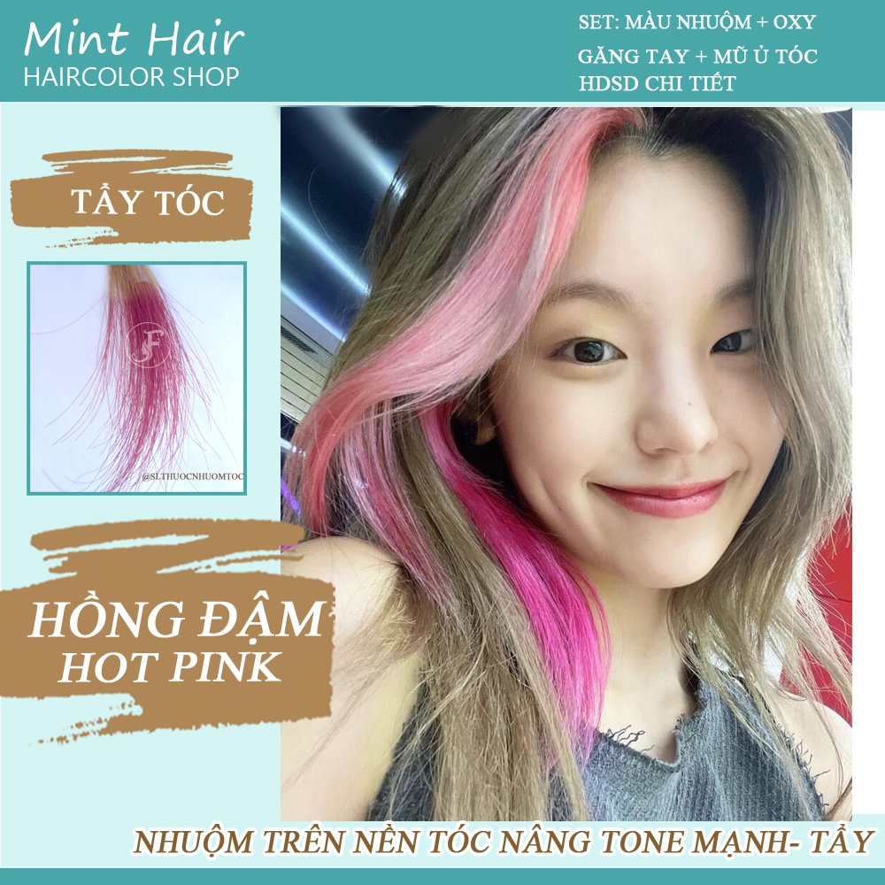 Kem Nhuộm Tóc Thảo Dược Hồng Đậm Hot Pink - Nhuộm trên nền tóc tẩy level 8-9-10 - Tặng oxy