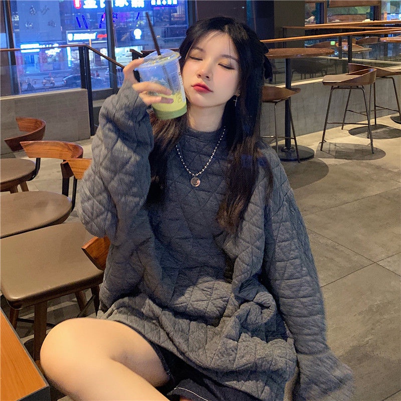 Áo sweater tay dài dáng rộng phong cách thu đông Hàn Quốc cho nữ