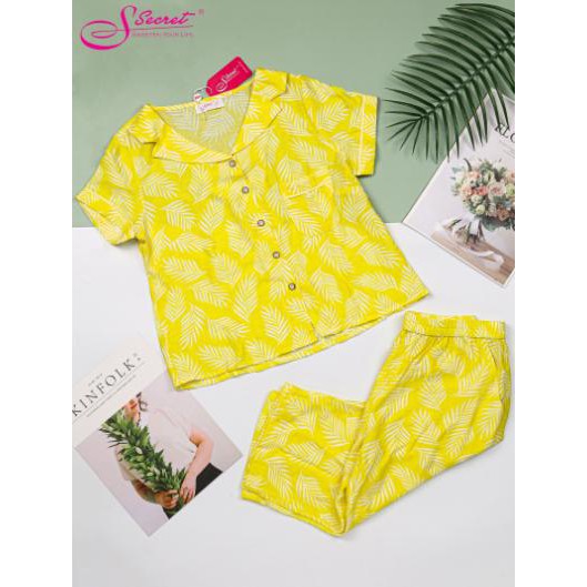 Bộ đồ ngủ xuân hè chất tơ đũi cao cấp 211302