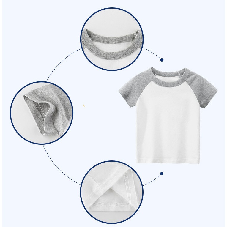 Áo Thun Raglan Tay Ngắn Màu Xanh Navy Chất Liệu Cotton Thời Trang Cho Bé Trai