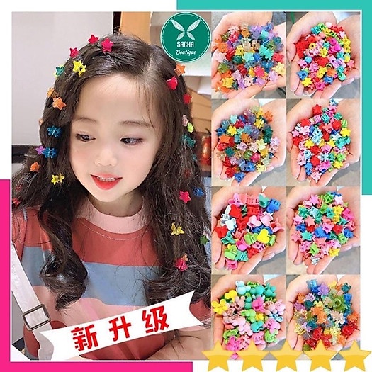 Hộp 50 kẹp càng cua mini nhiều màu cho bé