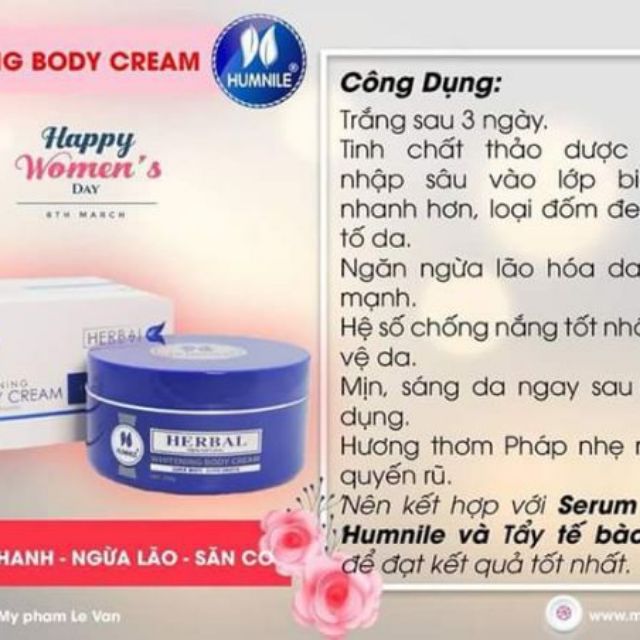 Kem trắng da body nén