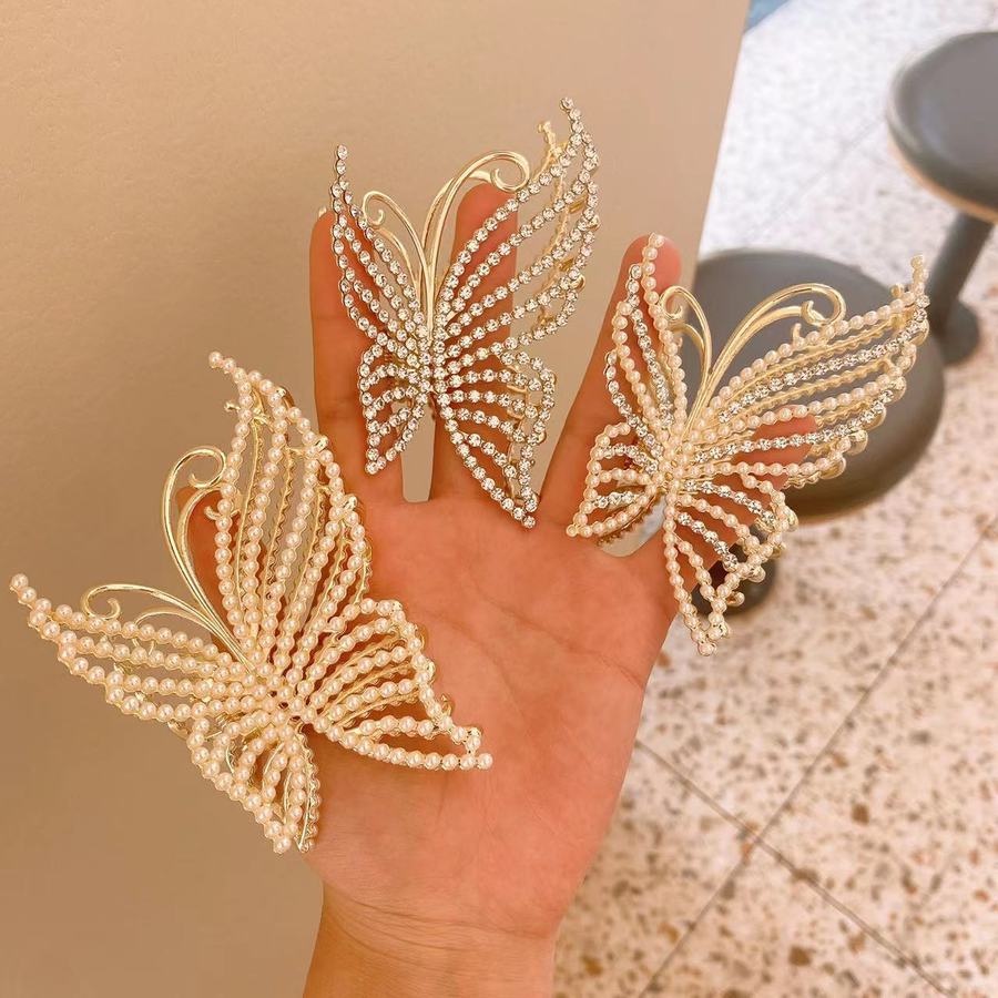 Kẹp Tóc Hình Bướm Toàn Diện Đính Ngọc Trai Và Kim Cương Giả Phong Cách Hàn Quốc Dành Cho Bạn Nữ