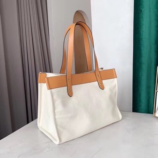 Túi Coach tote vải phối bố