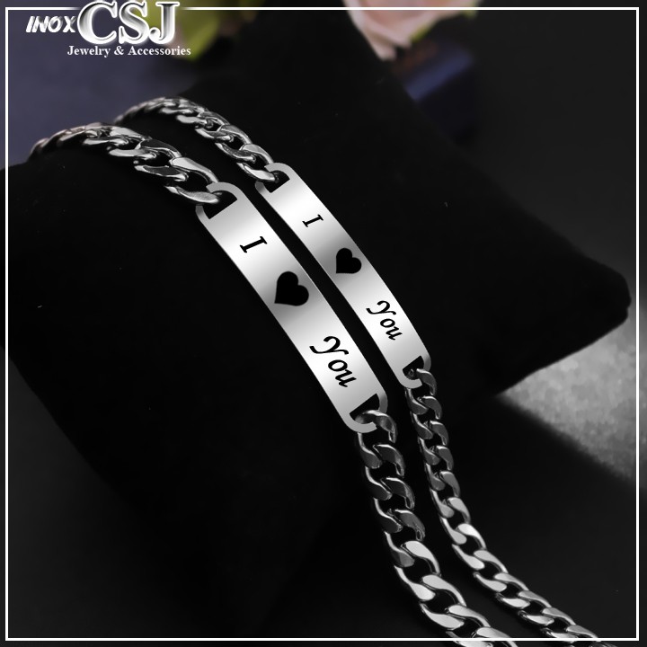 LẮC VÒNG TAY CẶP ĐÔI INOX I LOVE YOU ĐẸP Ý NGHĨA CP006