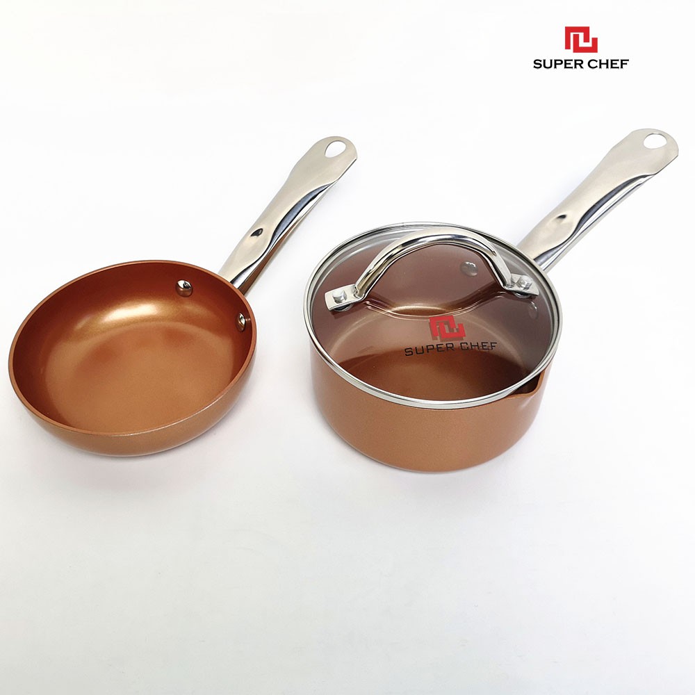 BỘ NỒI CHẢO CHỐNG DÍNH CERAMIC NHỎ NẤU CHÁO CHO BÉ SUPER CHEF