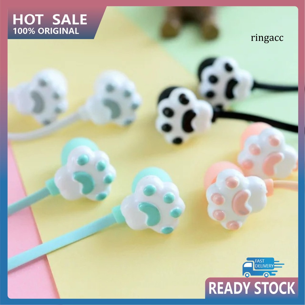 Tai Nghe Nhét Tai Jack 3.5mm Phối Hình Bàn Chân Mèo Đáng Yêu