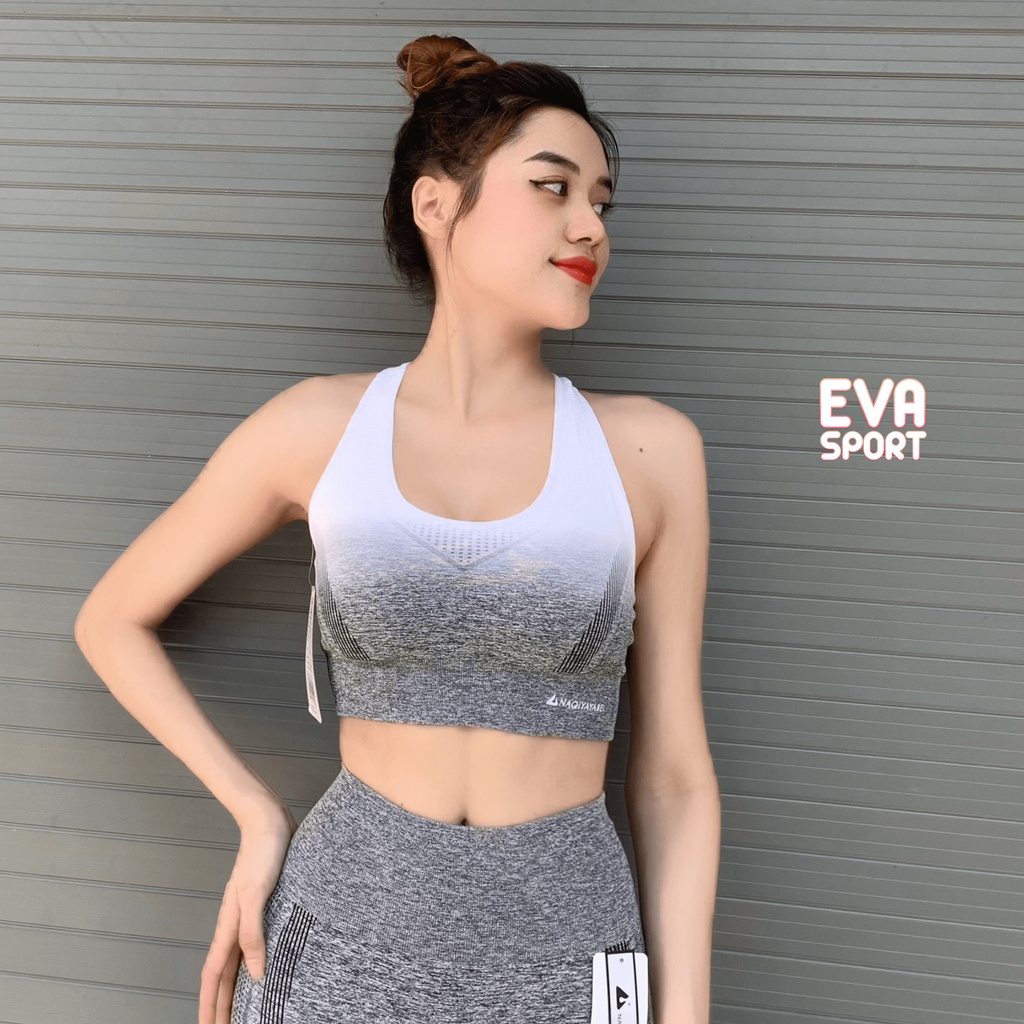 Bra Tập Gym Nữ, Áo Bra Tập Gym Yoga Aerobic Dệt Loang NAQIYABEI Tôn Dáng Evasport