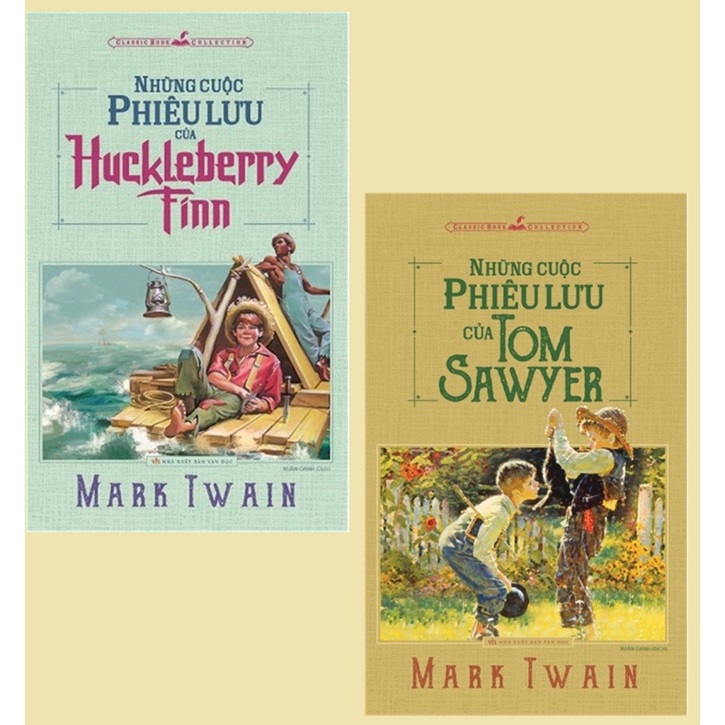 Sách - Combo tác phẩm của nhà văn Mark Twain: Những cuộc phưu lưu của Tom Sawyer + Huckleberry Finn - ML-VHTG