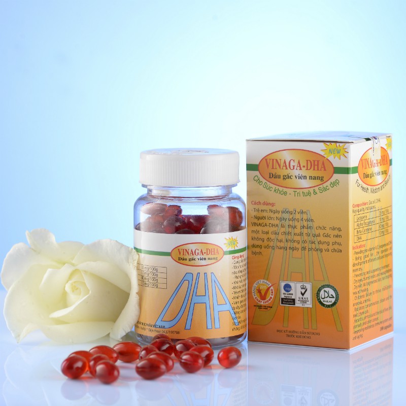 Dầu gấc Vinaga DHA - Sáng mắt, đẹp da, chống oxy hóa. Giúp trẻ ăn ngon, chóng lớn