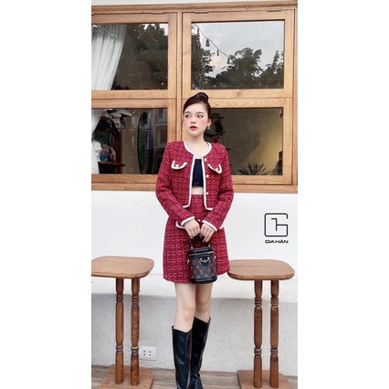 Sét Áo Dạ Tweed Viền Bèo Siêu sanh chanh . Hàng 2 lớp dày dặn chuẩn form.