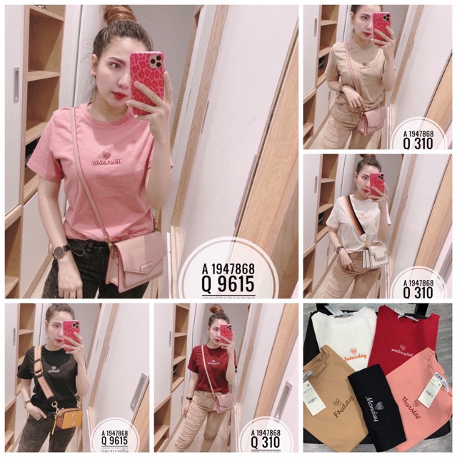 ÁO PHÔNG NỮ CỔ TRÒN THÊU CHỮ SIÊU HOT