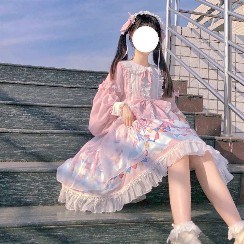 Phong cách đầy đủ + băng đô] đầm công viên oplolita lolita hàng ngày