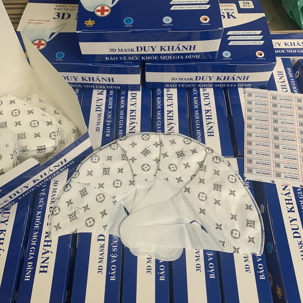 Khẩu trang 3D Mask họa tiết Duy Khánh hộp đóng 50 cái giúp chống bụi hiệu quả