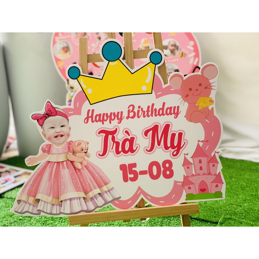 ⚡️Flash Sale⚡️ SET Chibi sinh nhật bé gái _FREE THIẾT KẾ THEO CHỦ ĐỀ_Tặng 1 Hashtag cầm tay