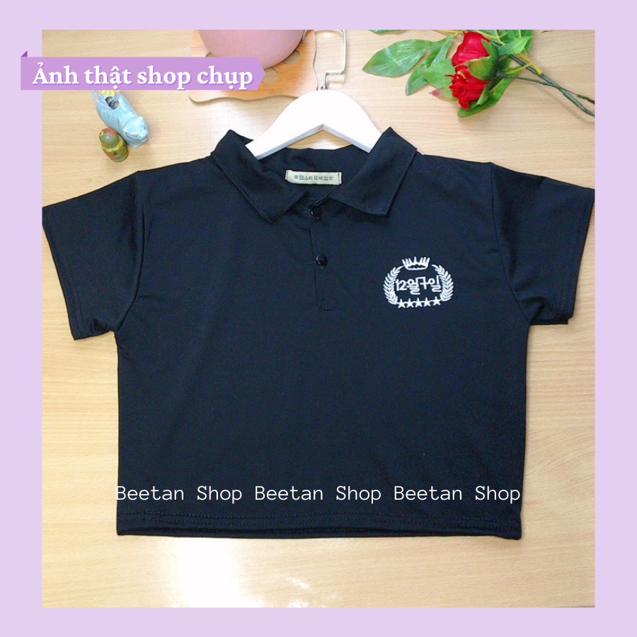 Áo croptop nữ ngắn tay có cổ - áo polo dáng ngắn Hàn Quốc HOJI