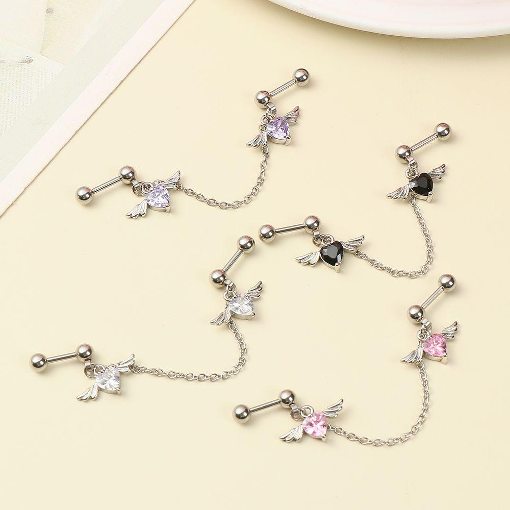 XIANTIN Khuyên Tai Chuỗi Dài 1.2mm Hình Đôi Cánh Thiên Thần