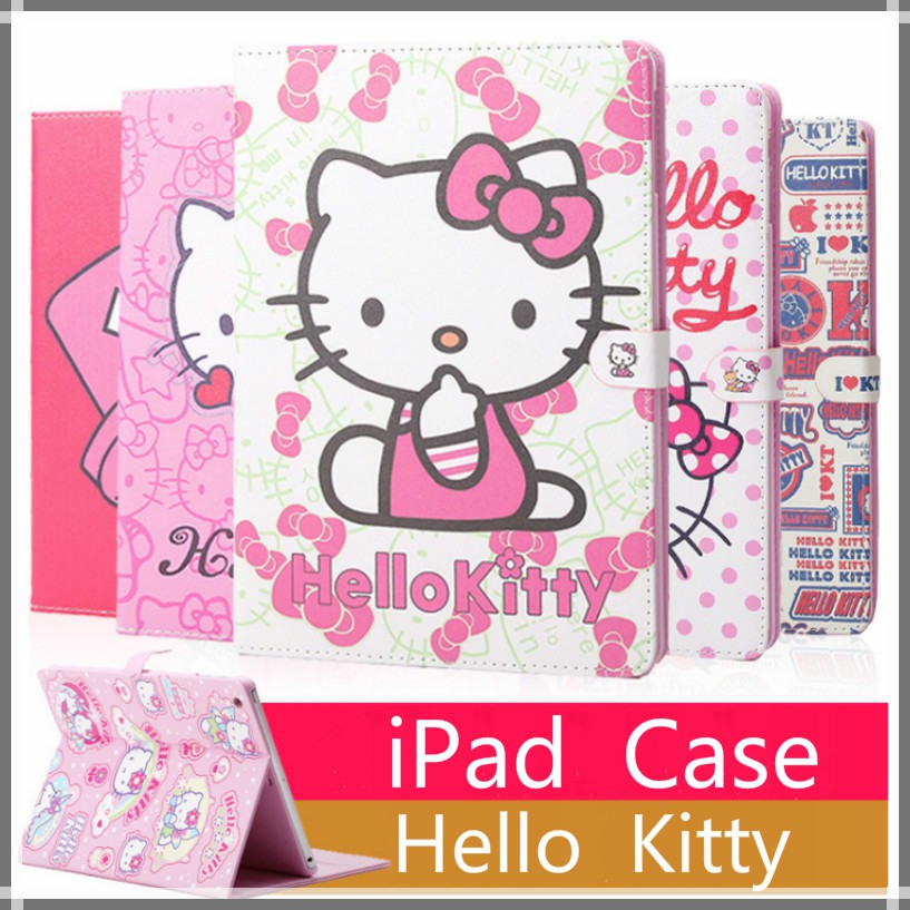 Apple iPad 2019 10.2-inch Bao da nắp gập thông minh in hình Hello Kitty cho iPad Mini 2/3/4/ Air 1/Air 2/(9.7)2017/2018/ 2/3/4