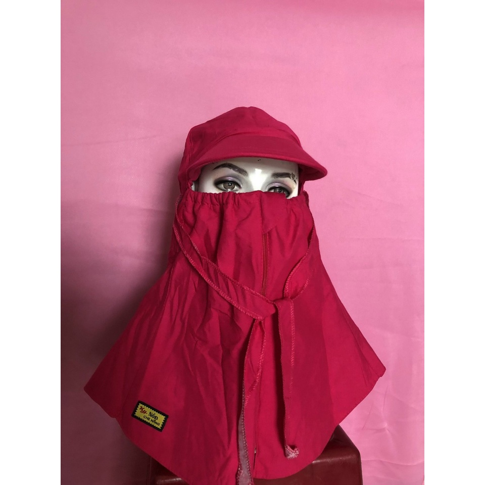 Khẩu trang nón Dy Ngọc chất liệu cotton màu thoáng mát đội kèm mũ bảo hiểm thích hợp mọi thời tiết