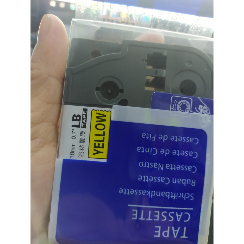 Băng nhãn in LB-641 khổ 18mm ( chữ đen nền vàng) dành cho máy Brother Ptouch (PT) E110, E300