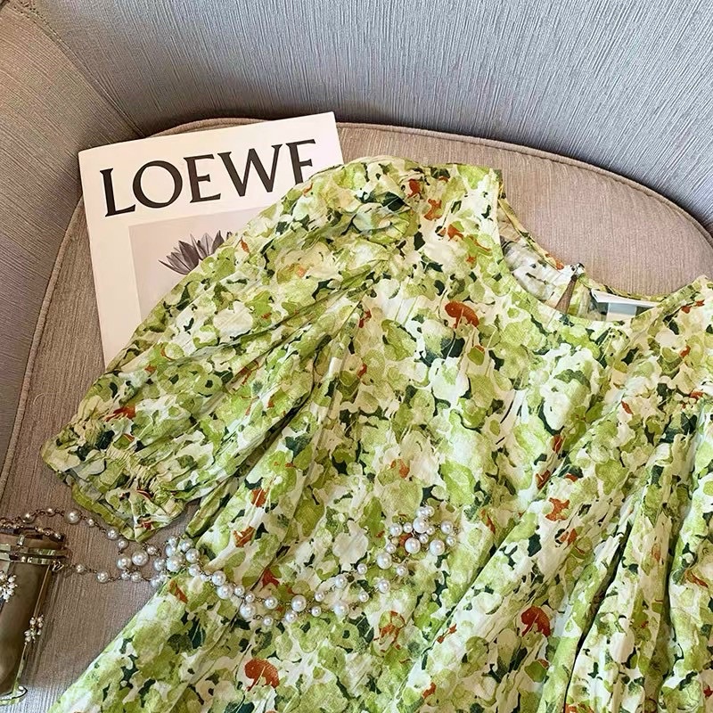 vải đũi nhăn cotton mềm mát co giãn lá xanh cốm to