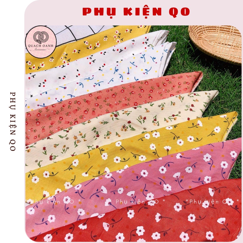 Khăn Bandana buộc cổ, buộc đầu họa tiết hoa nhí, hoa dây dễ thương KBAN02