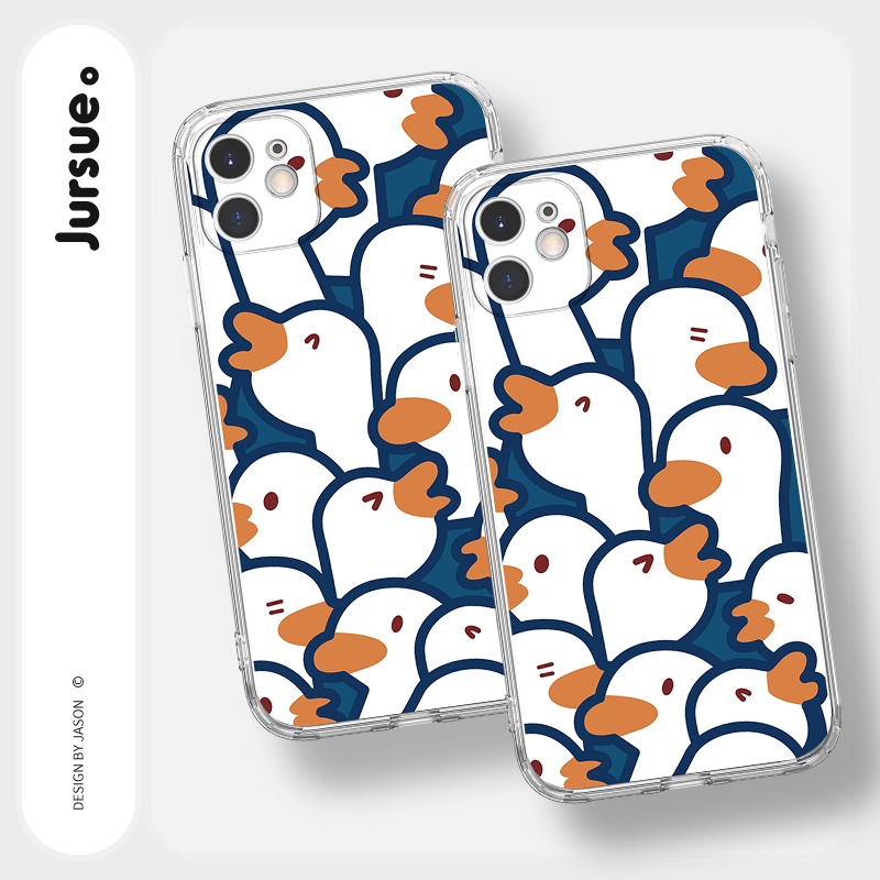 Ốp lưng JURSUE hoạt hình cặp đôi dễ thương đẹp cho iPhone 13 12 11 Pro Max SE 2020 X XR XS ip 8 7 6 6S Plus kute Y117